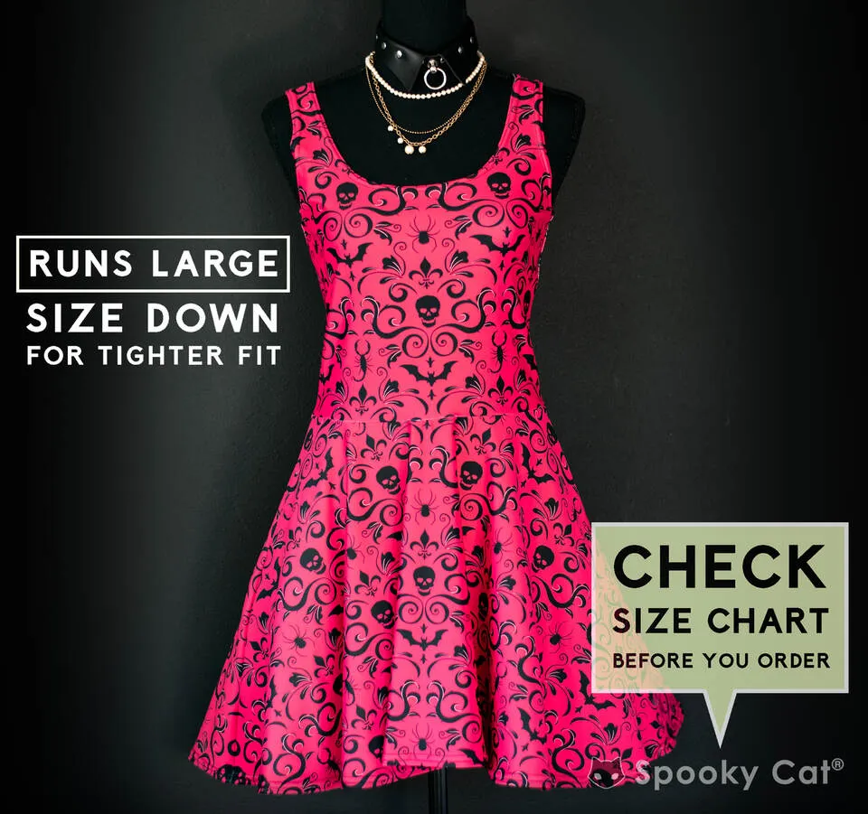Red Gothic Damask Skater Dress