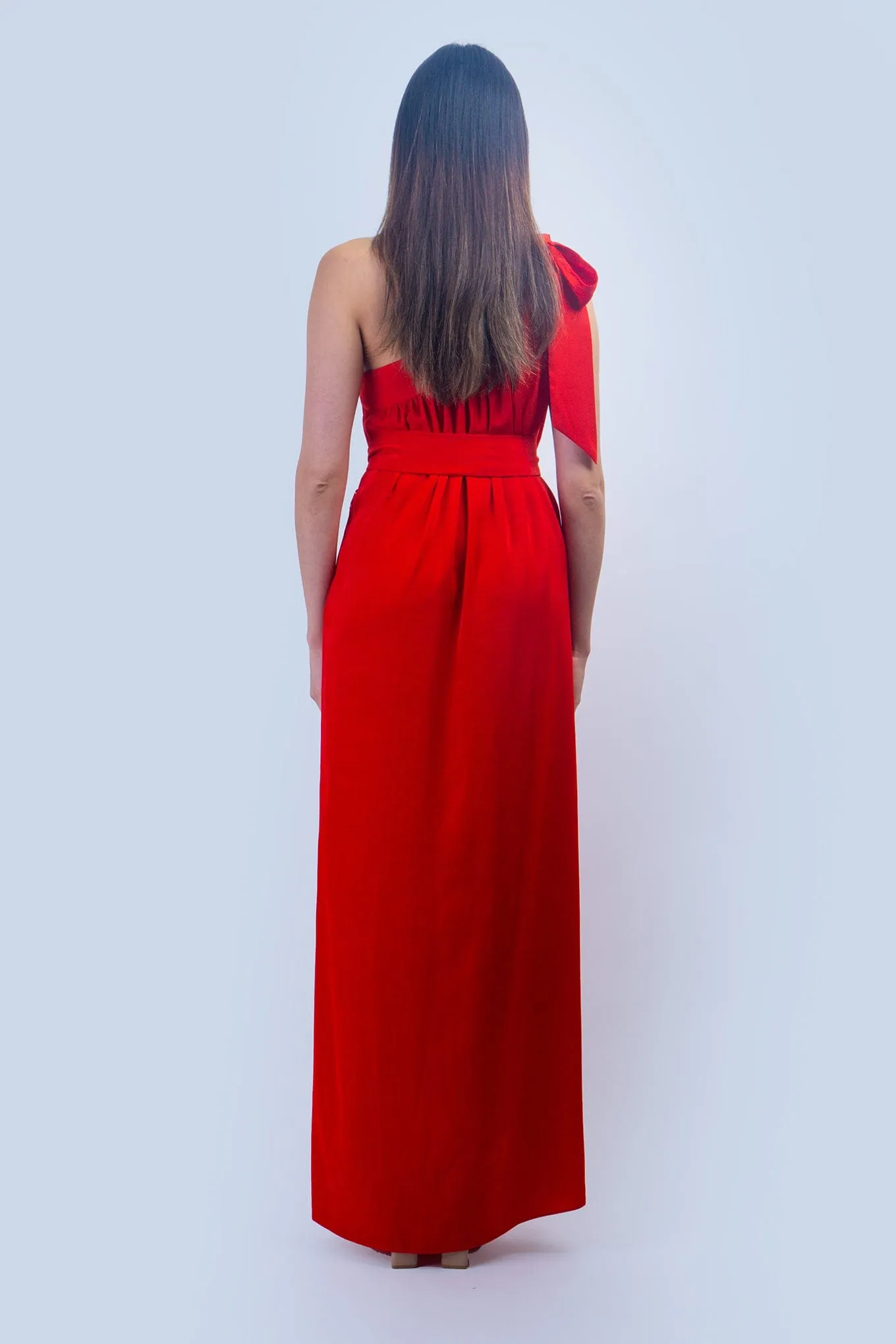 Red One Shoulder Relax Maxi Dress
