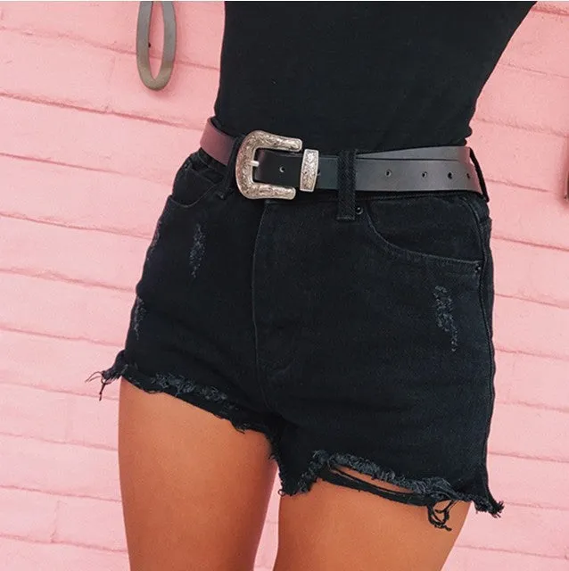 Retro High Waist Ripped Denim Shorts | Women’s Distressed Jean Shorts