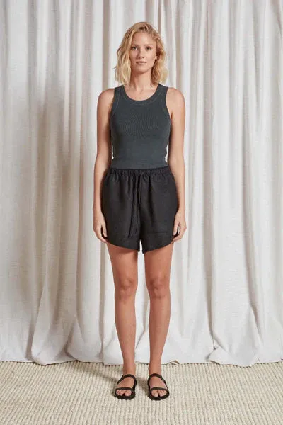 Riviera Linen Shorts - Black