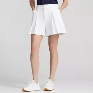 RLX Ralph Lauren Womens Shorts Size Large White Wide Leg Pleated Performance New