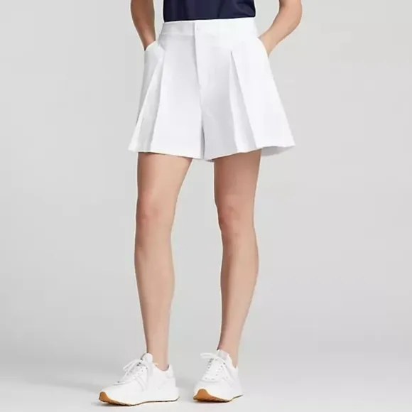 RLX Ralph Lauren Womens Shorts Size Large White Wide Leg Pleated Performance New