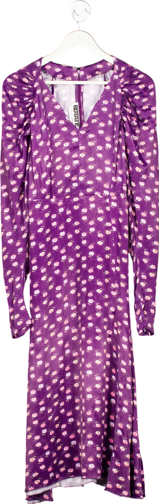 ROTATE Purple Clair Pansy print midi Dress DK40 UK 12