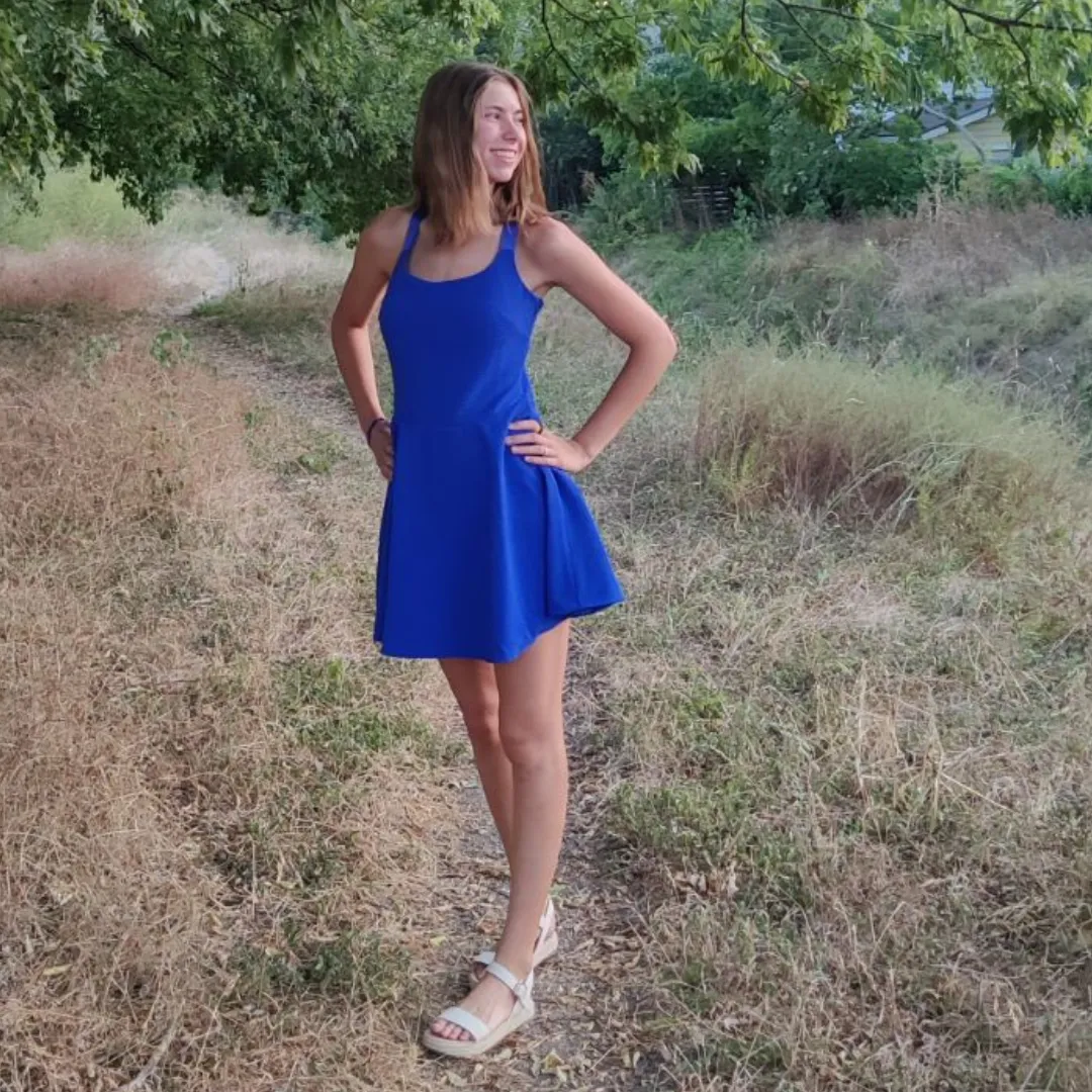 Royal blue dress with built in shorts