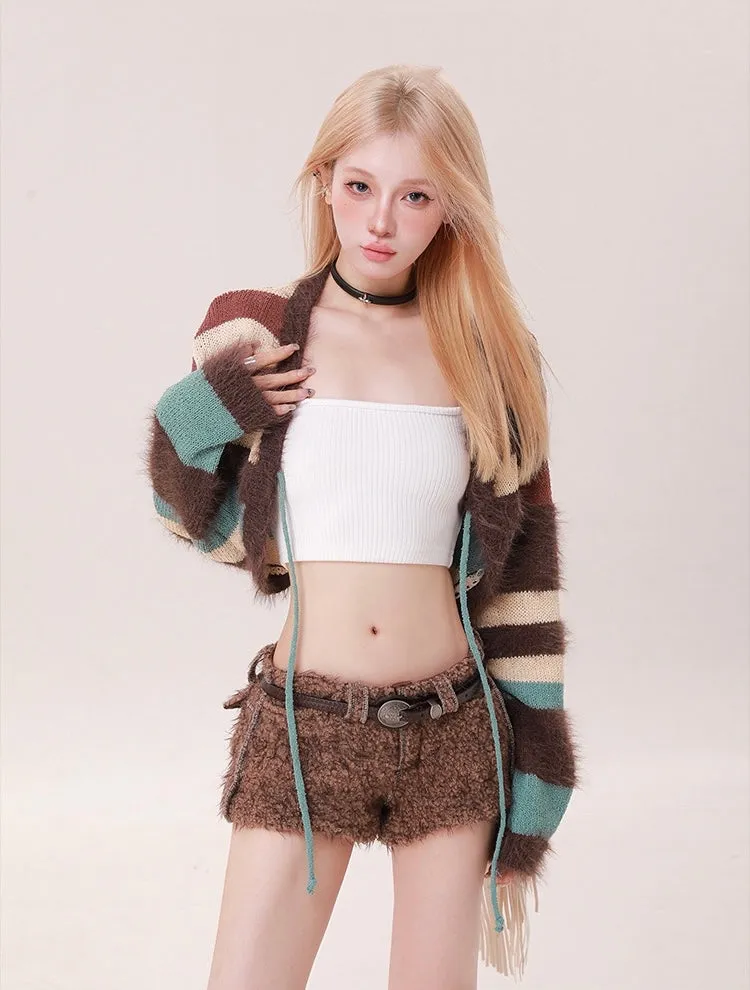 Rustic Textured Mini Shorts