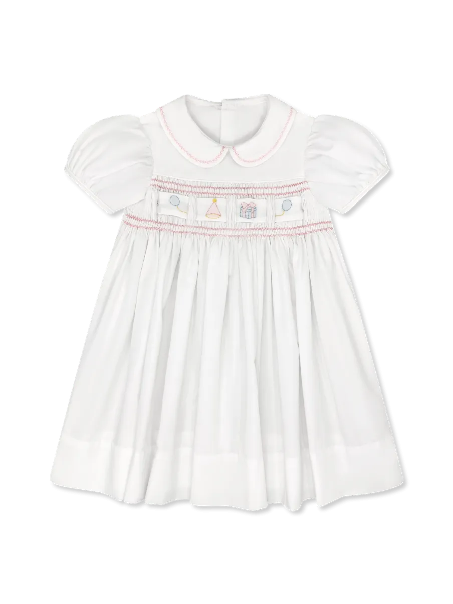 Ruth Ribbon Dress - Blessings White, Pleasant Pink