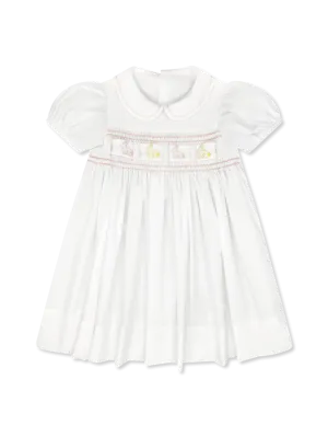 Ruth Ribbon Dress - Blessings White, Pleasant Pink