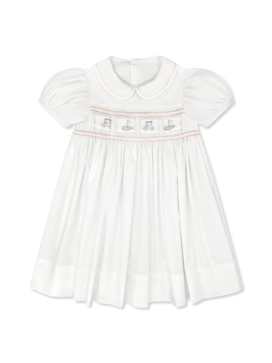 Ruth Ribbon Dress - Blessings White, Pleasant Pink