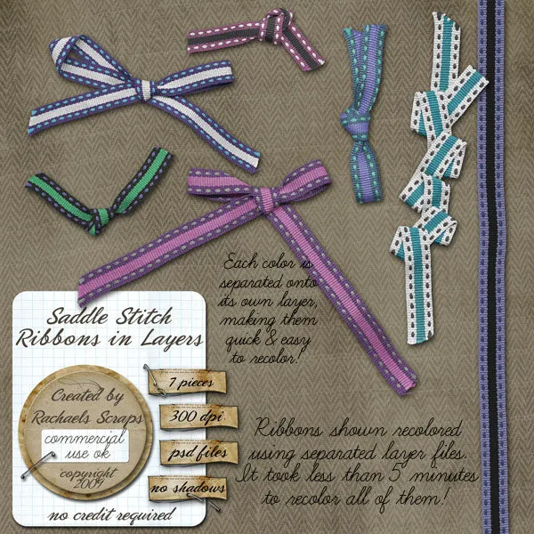 Saddle Stitch Ribbons in Layers