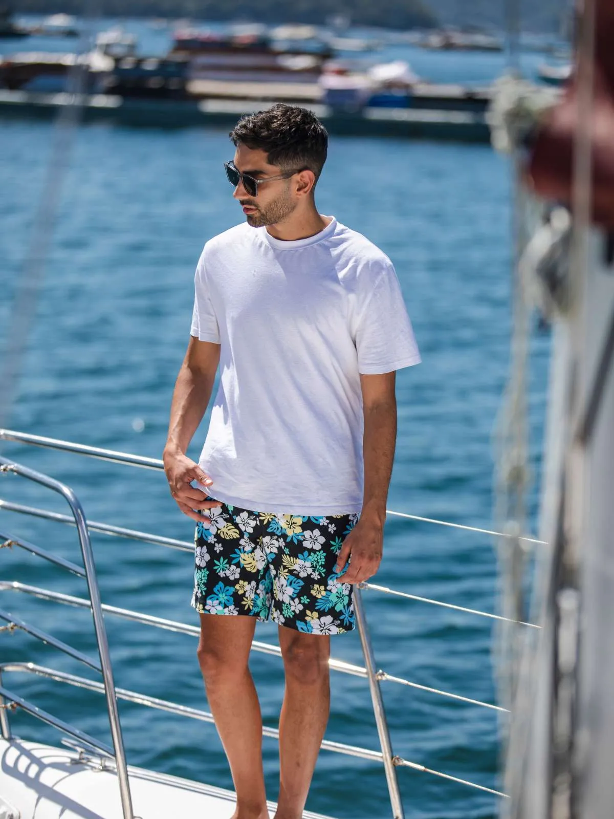 Samoa Hawaiian Knitted Short - Black/Blue