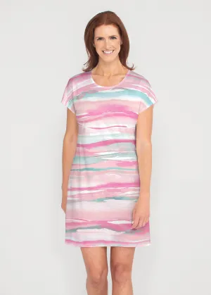 Sand Dunes Pink (16250) ~ French Terry Short Sleeve Crew Dress
