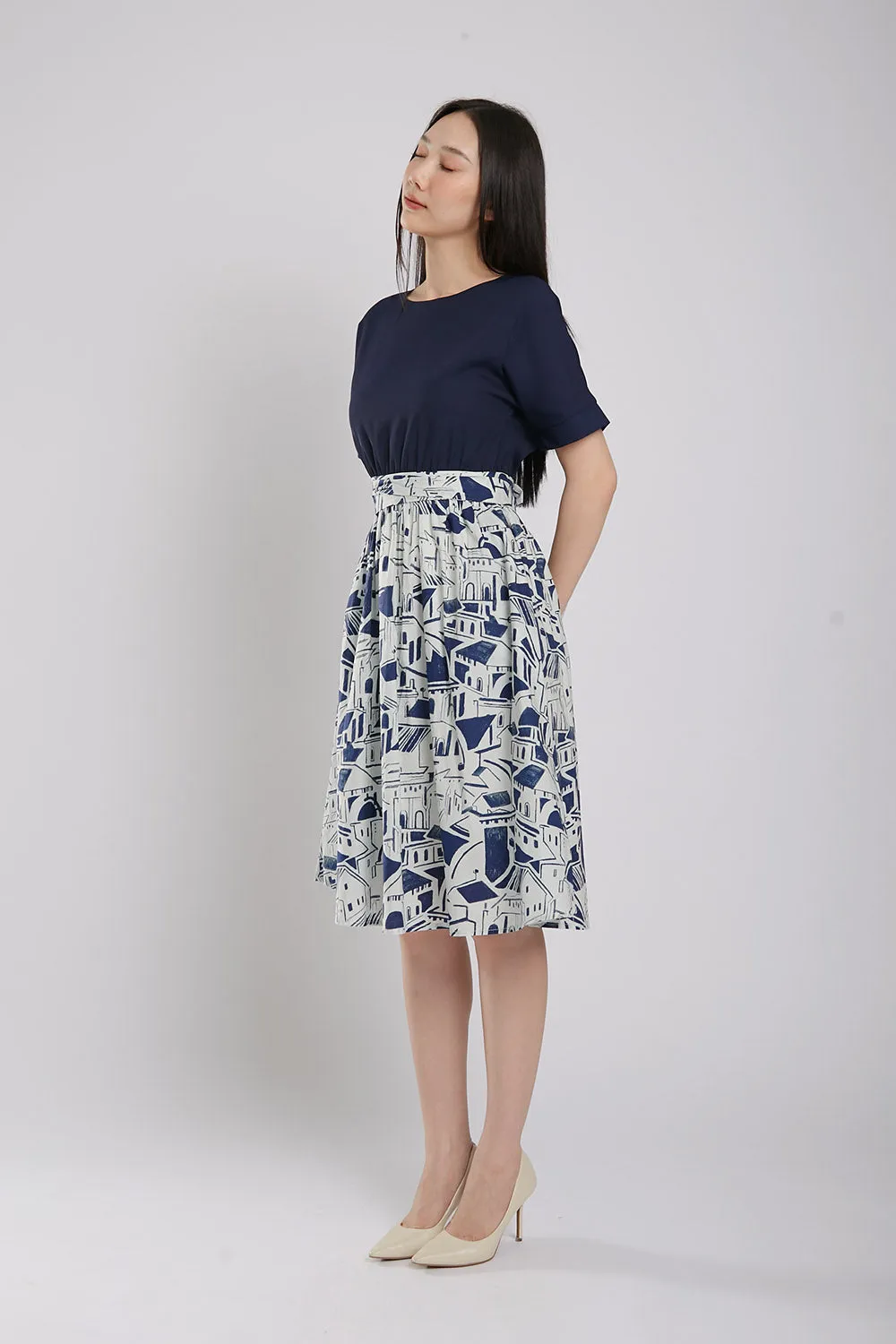 Sander Midi Dress in Navy Blue