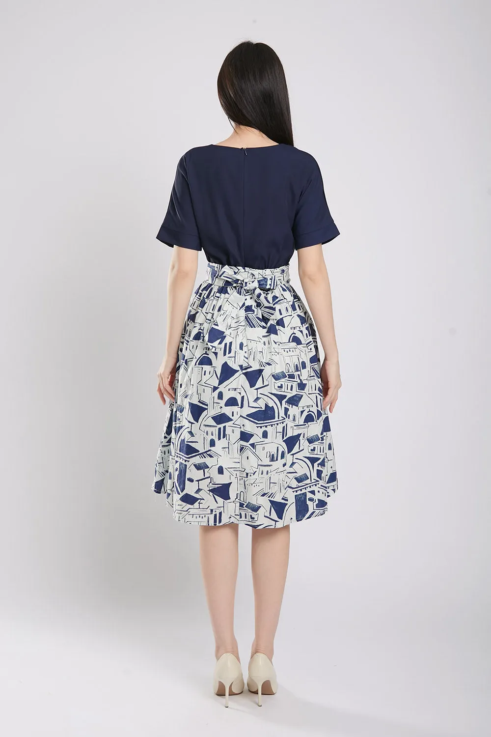 Sander Midi Dress in Navy Blue