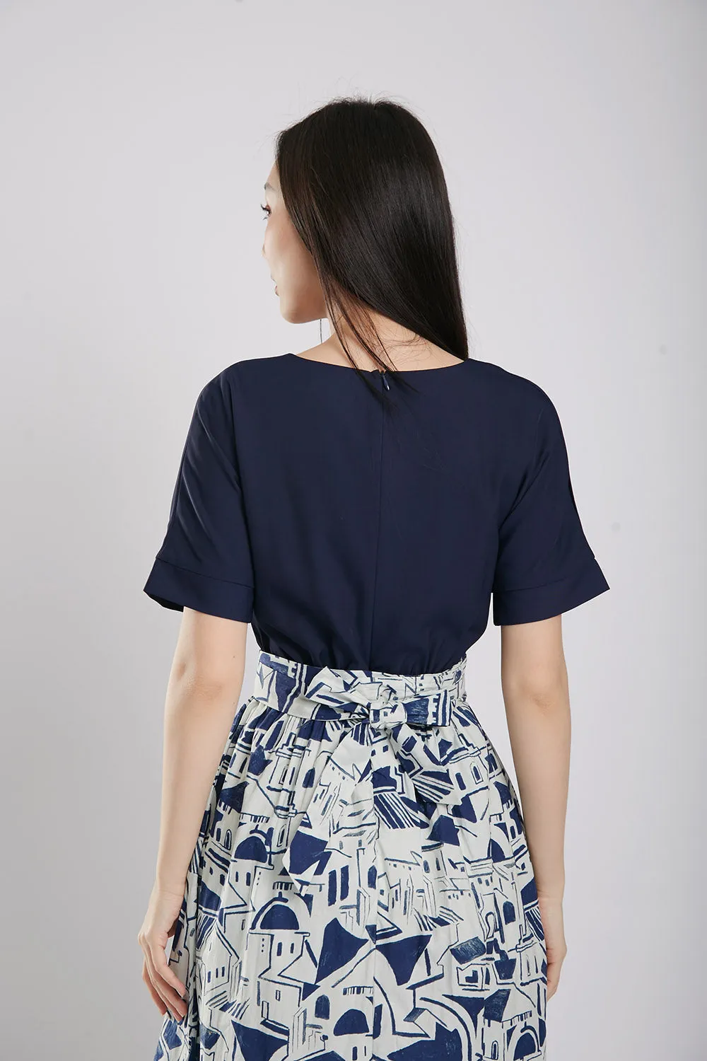 Sander Midi Dress in Navy Blue