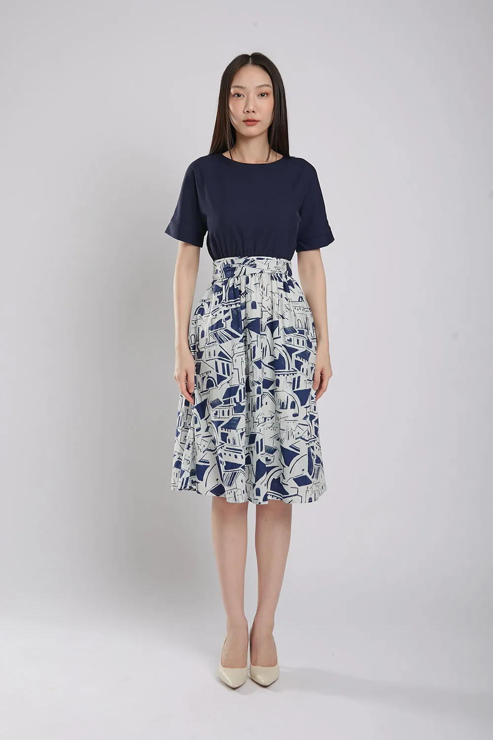 Sander Midi Dress in Navy Blue
