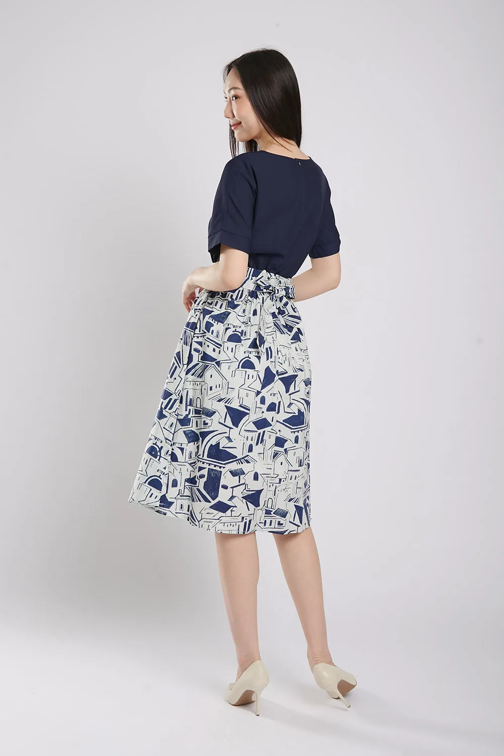 Sander Midi Dress in Navy Blue