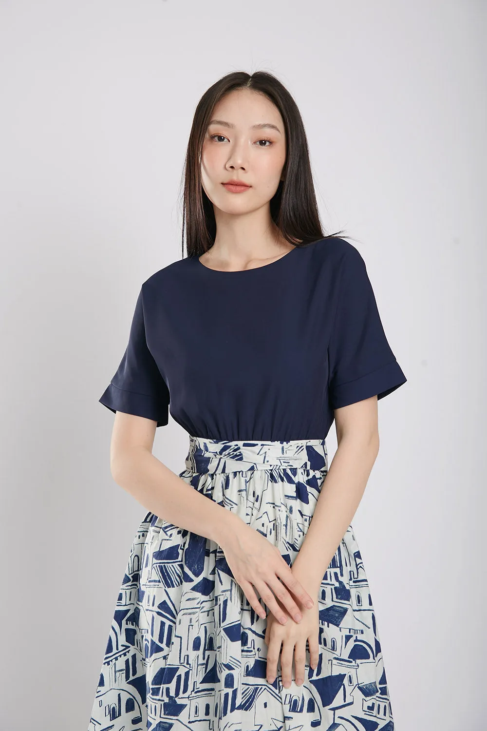 Sander Midi Dress in Navy Blue