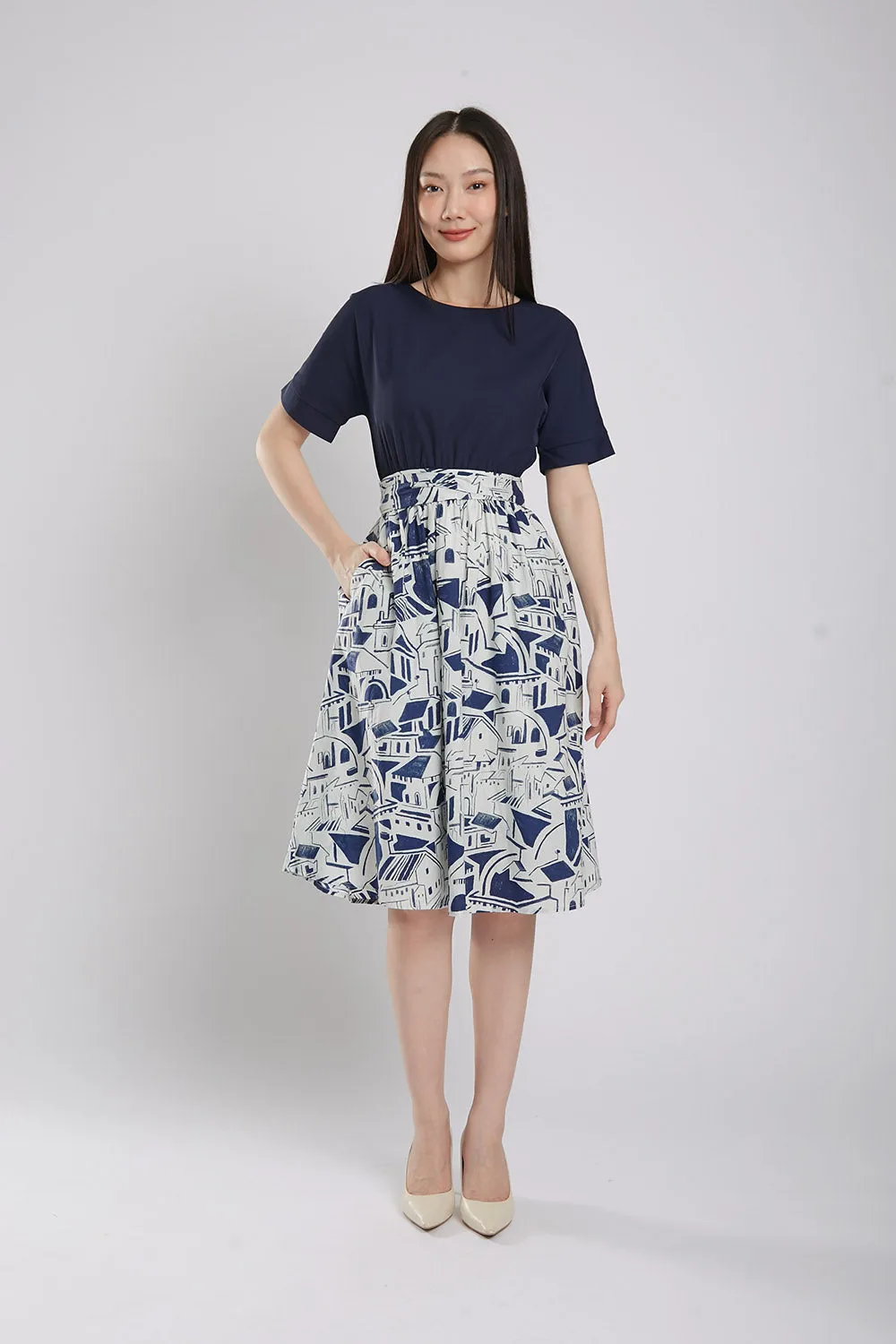 Sander Midi Dress in Navy Blue