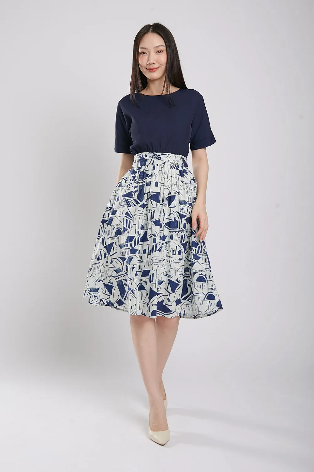 Sander Midi Dress in Navy Blue