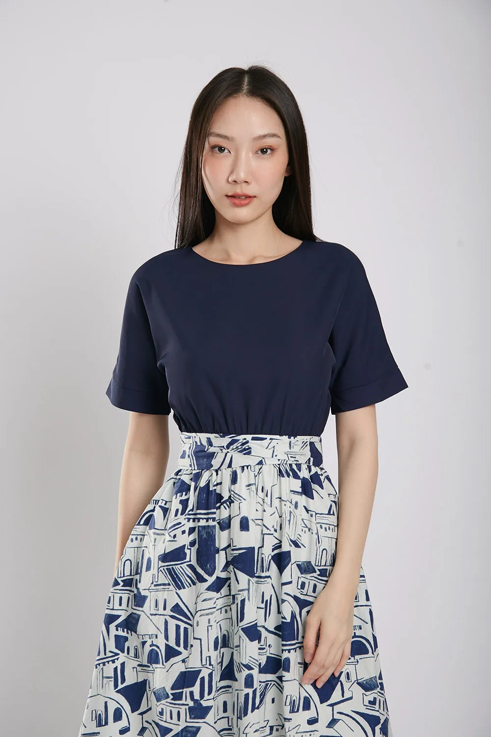 Sander Midi Dress in Navy Blue