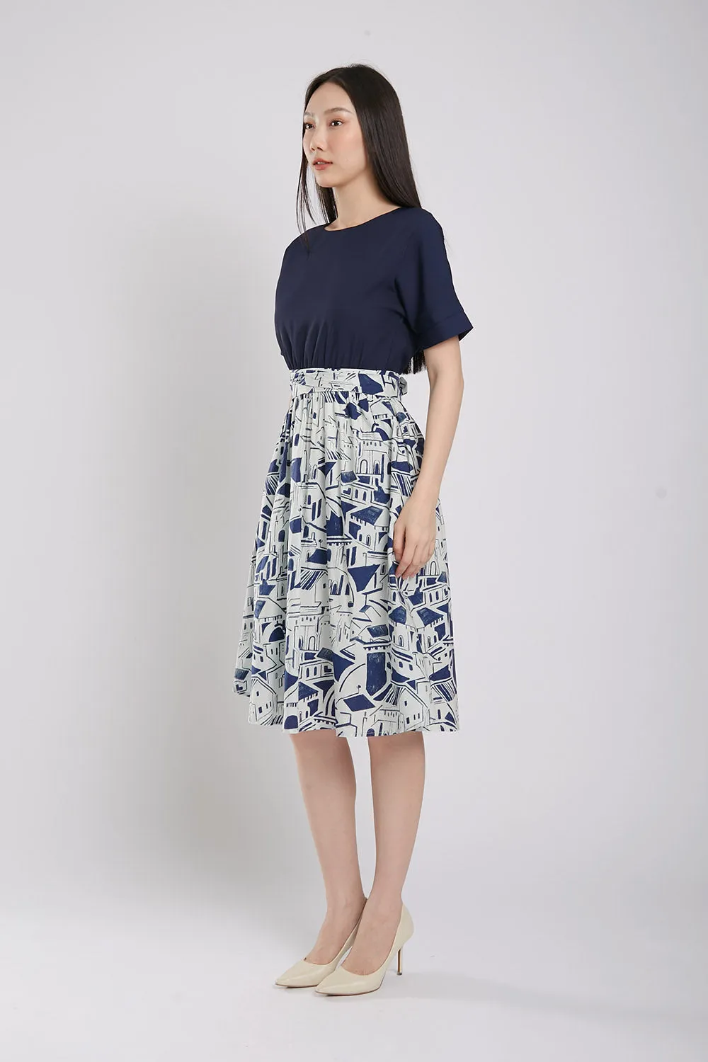 Sander Midi Dress in Navy Blue