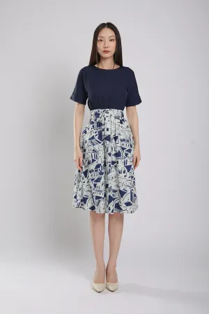 Sander Midi Dress in Navy Blue
