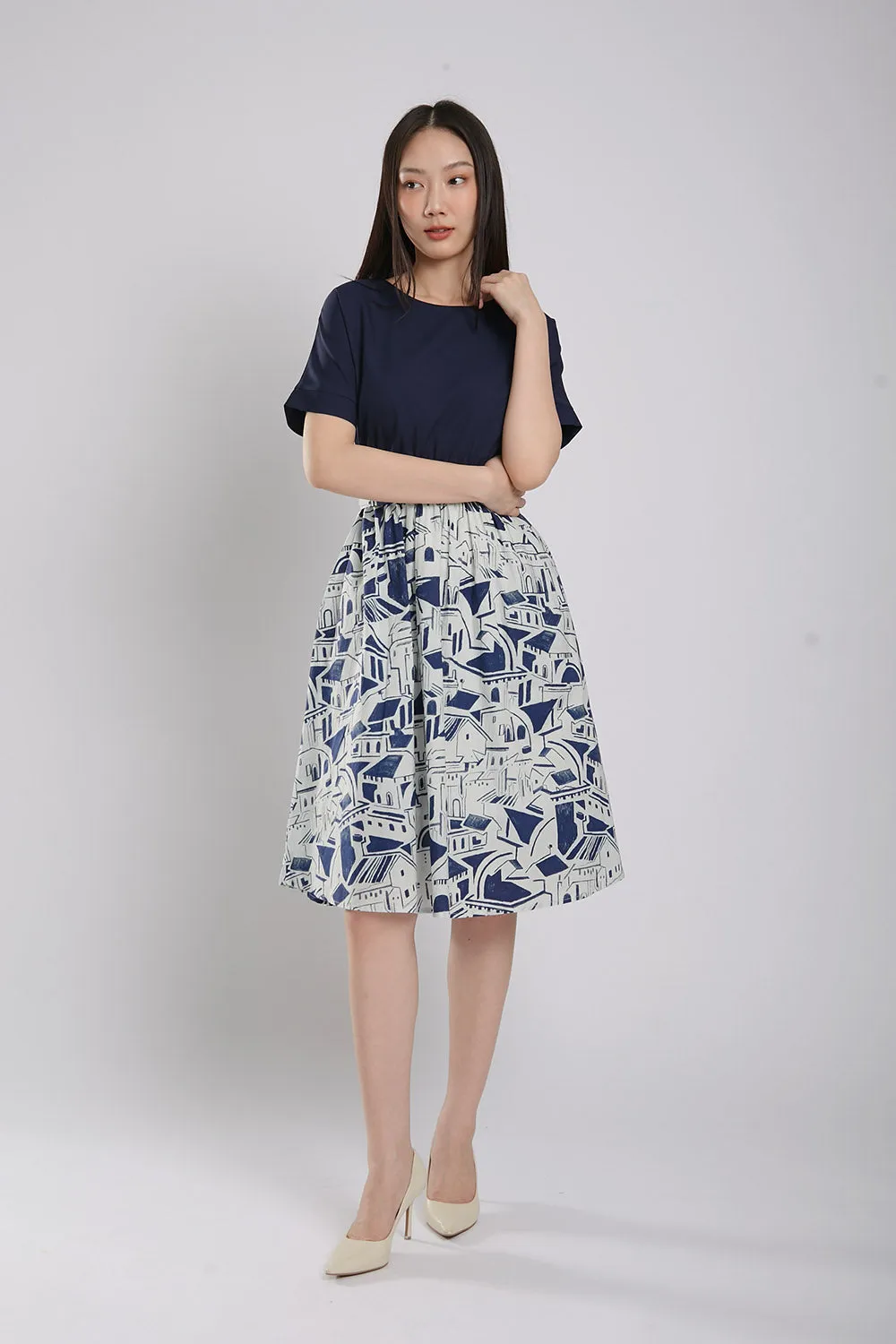 Sander Midi Dress in Navy Blue