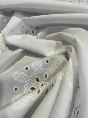Sangallo cotton stretch lasercut puff print design 3 white