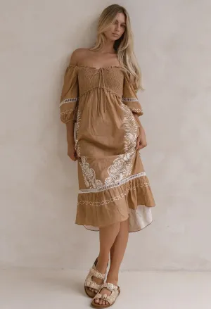 Sass Clothing - Brandy Dress - Chai Print