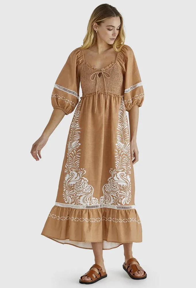 Sass Clothing - Brandy Dress - Chai Print