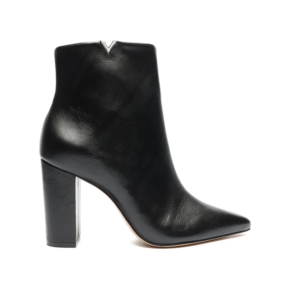 Schutz Black Leather Short Heel Boots