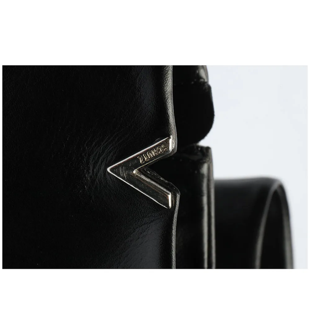 Schutz Black Leather Short Heel Boots