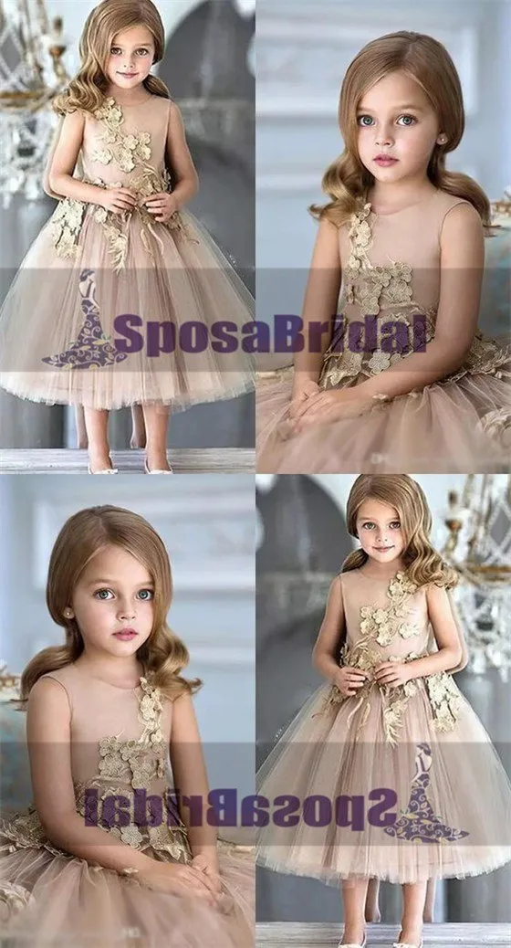 Scoop Sleeveless Short Cheap Custom Flower Girl Dresses, Fashion Little Girl Dresses, FG101