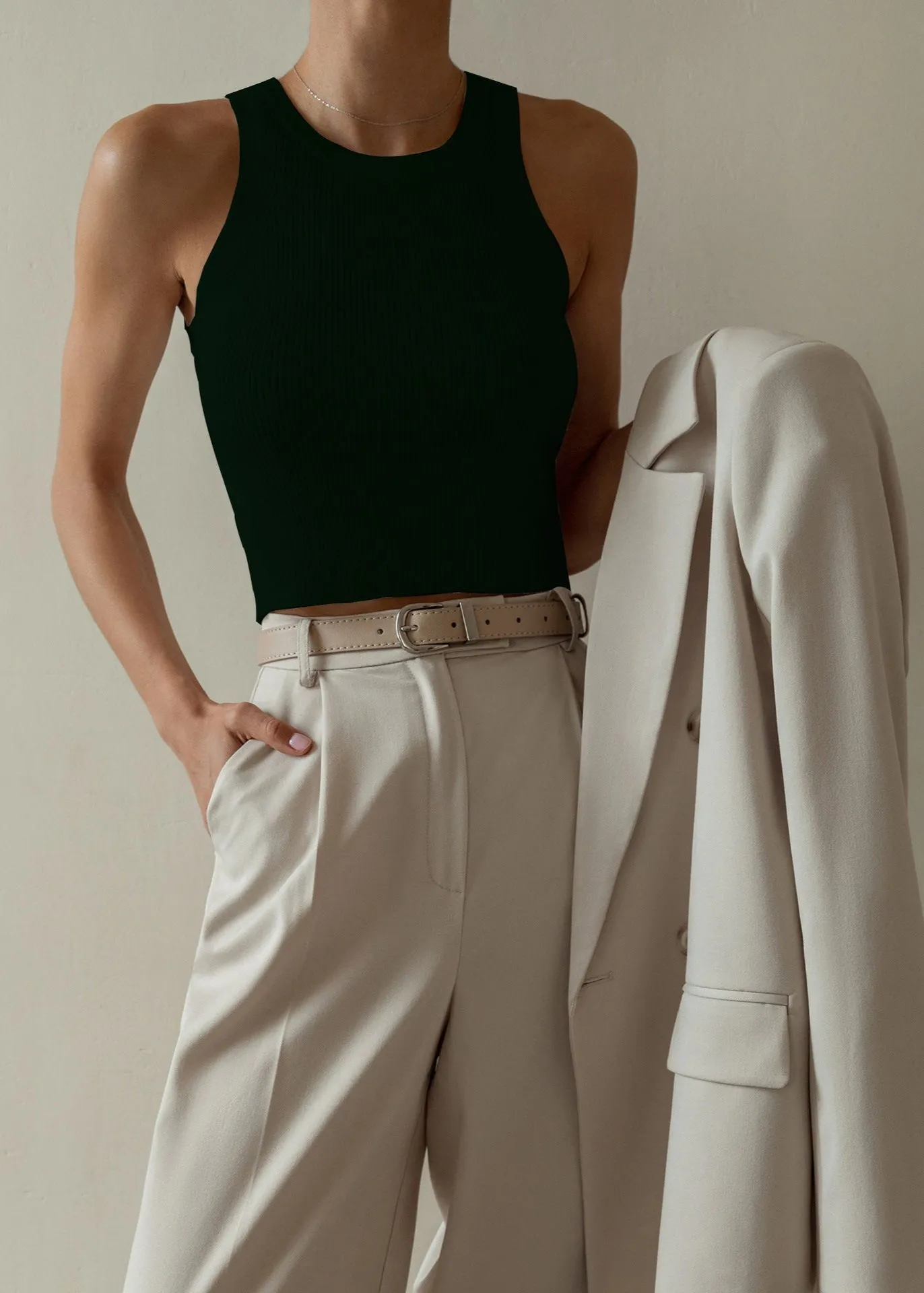 Sculpted Ease - Ribbed Knit Sleeveless Tank
