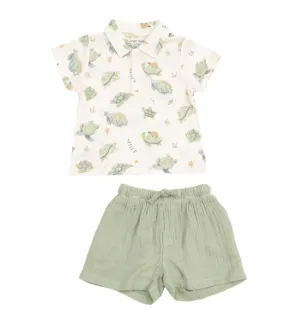 Sea Turtles Polo Shirt and Muslin Short
