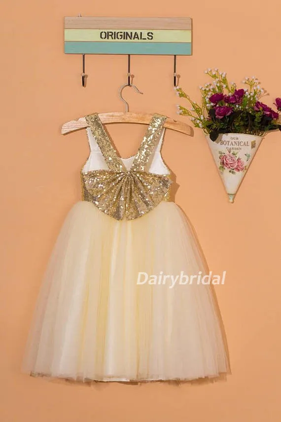 Sequin Tulle Flower Girl Dresses With Bowknot, Lovely Cute Tutu Dresses, DA922