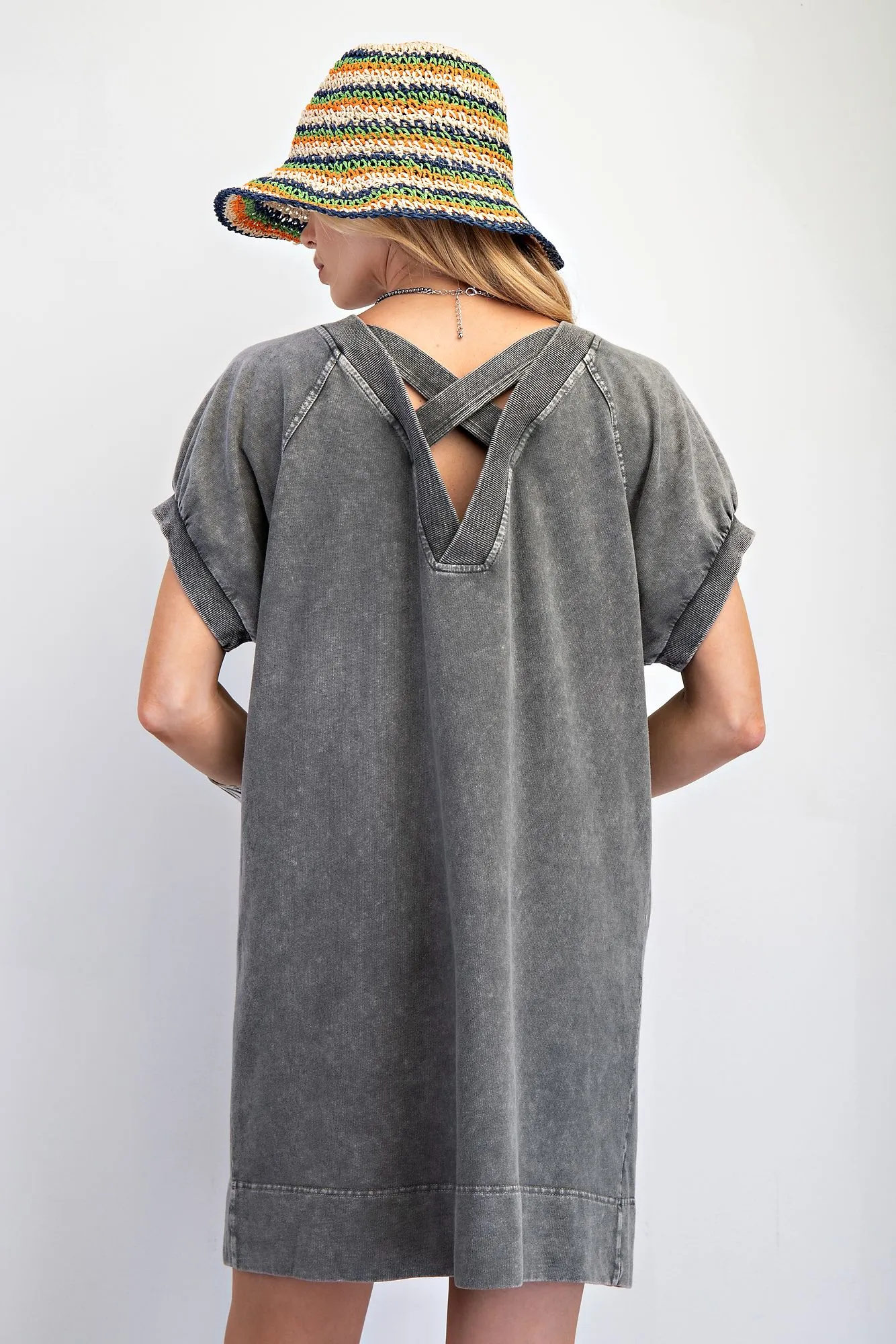 Shay Mineral Wash Terry Dress-Ash