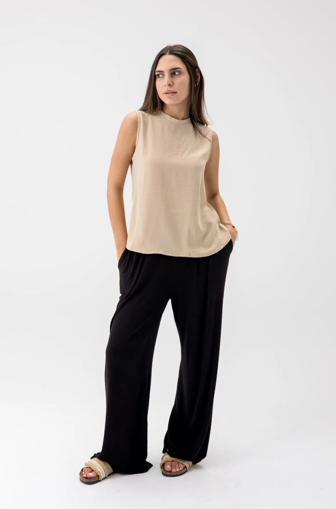 Short Linen Sleeveless Top