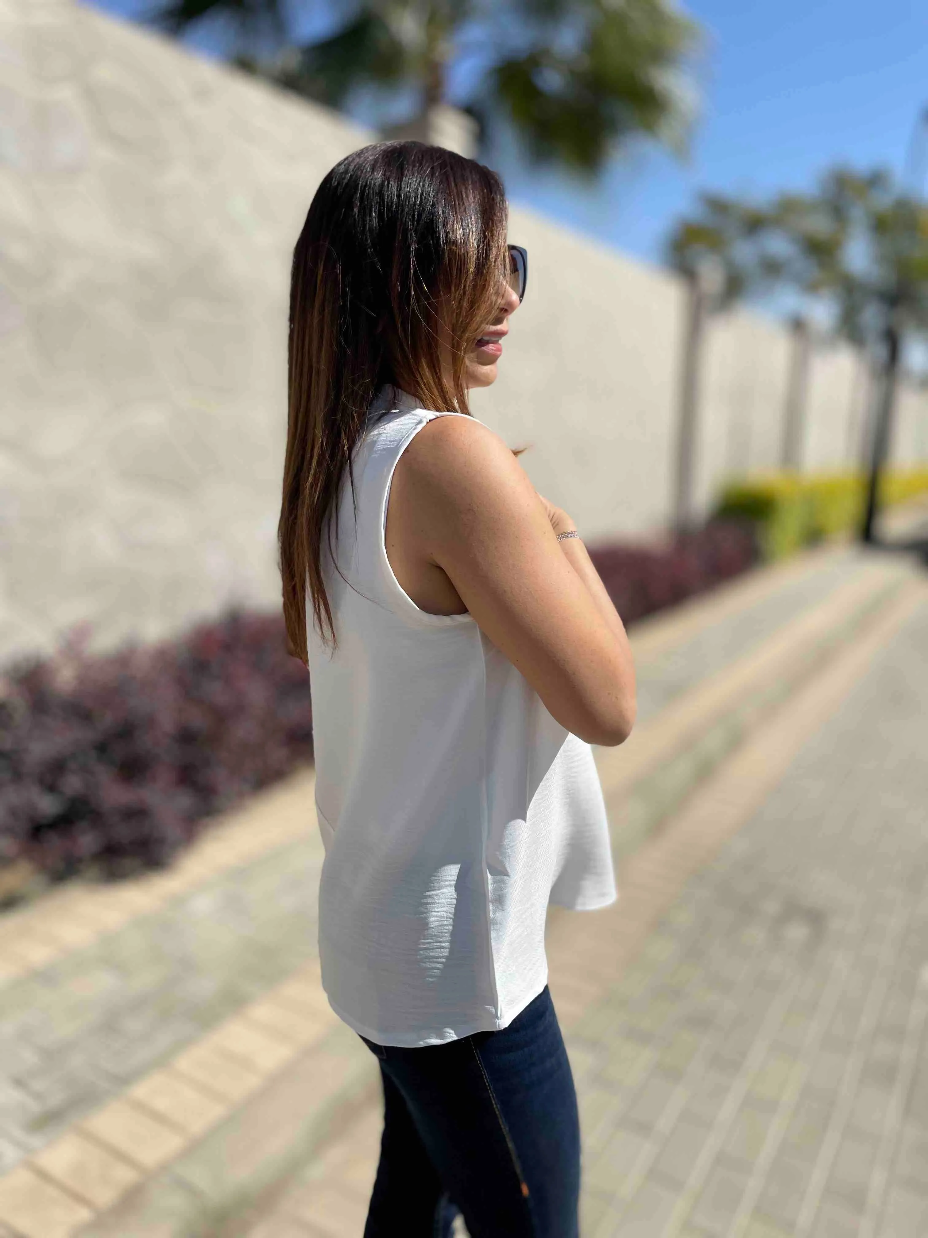 Short Linen Sleeveless Top