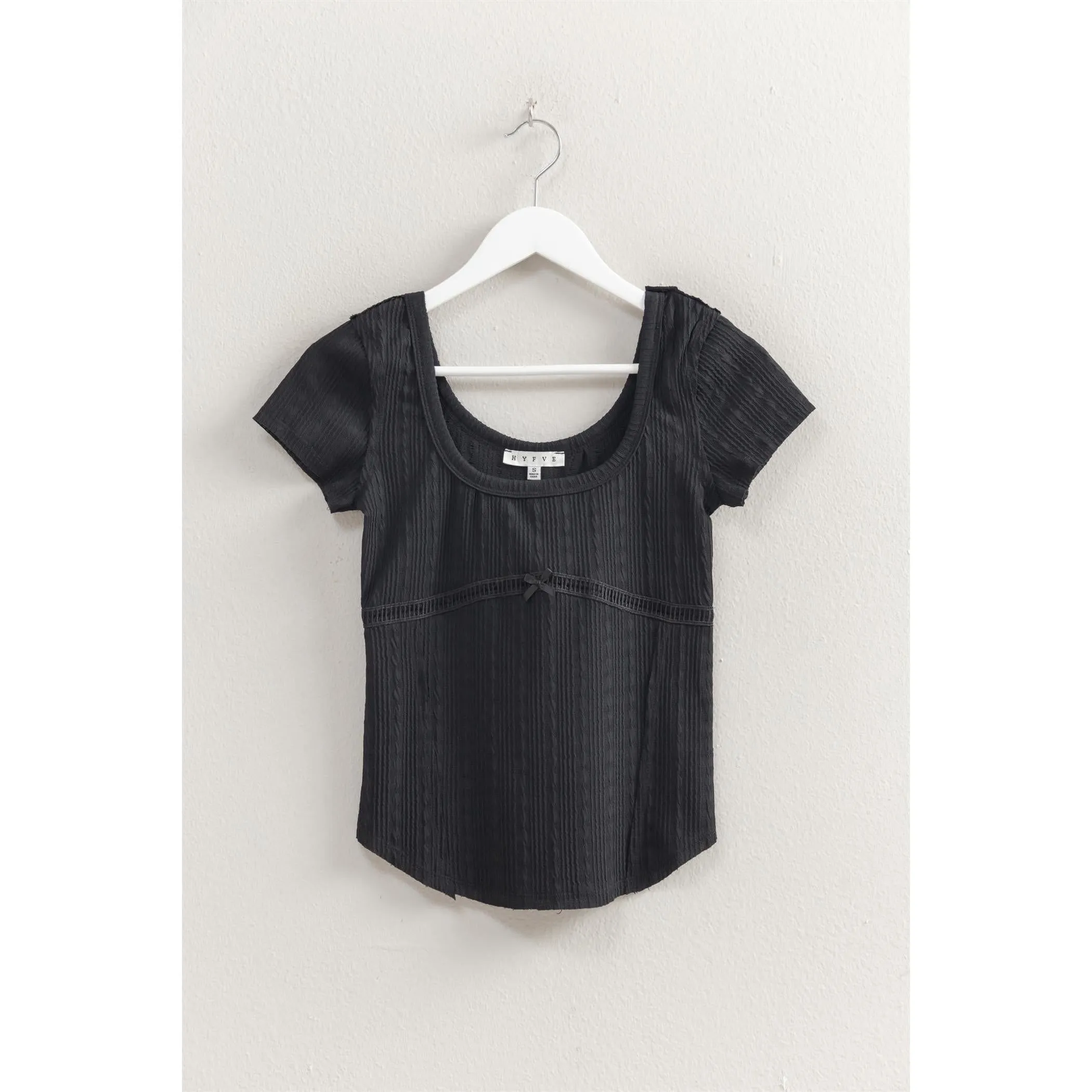 Short Sleeve Textured Tee || Black