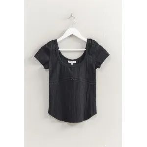 Short Sleeve Textured Tee || Black
