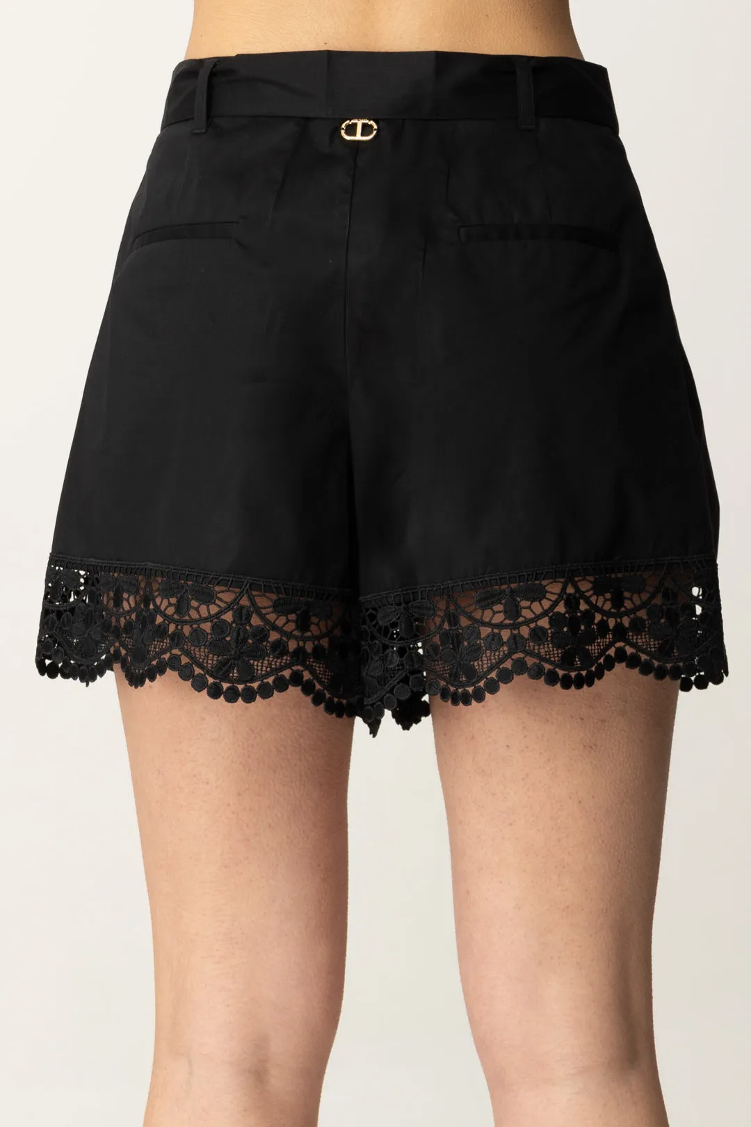 Shorts In Popeline con Pizzo