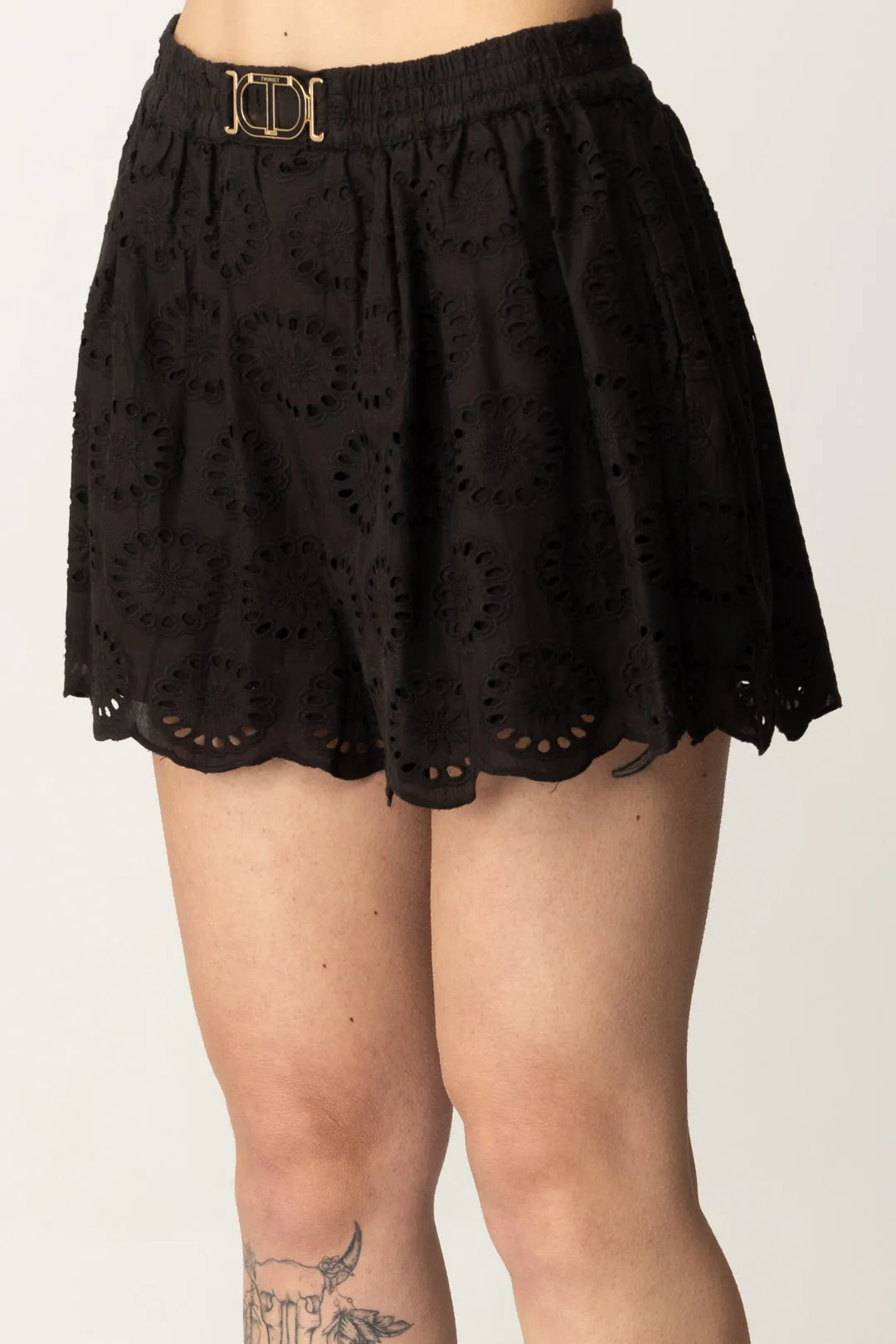 Shorts In Sangallo con Cintura Gioiello