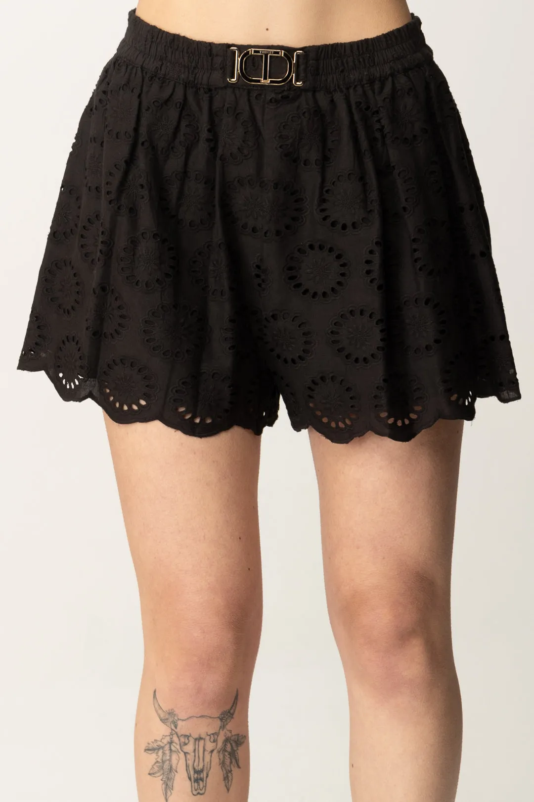 Shorts In Sangallo con Cintura Gioiello