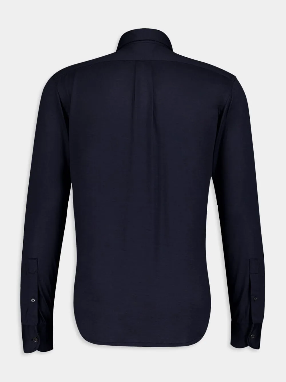 Silk-Cotton Blend Blue Shirt