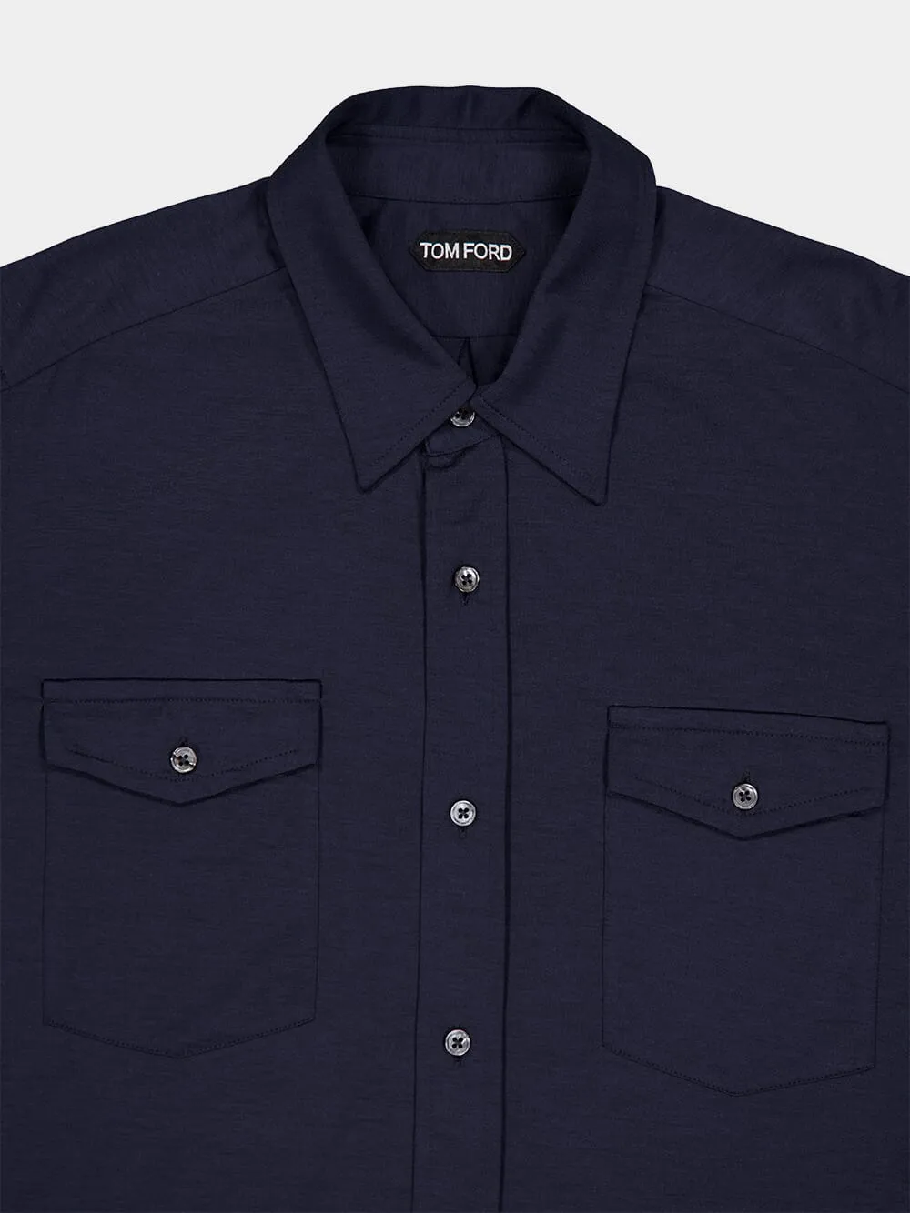 Silk-Cotton Blend Blue Shirt