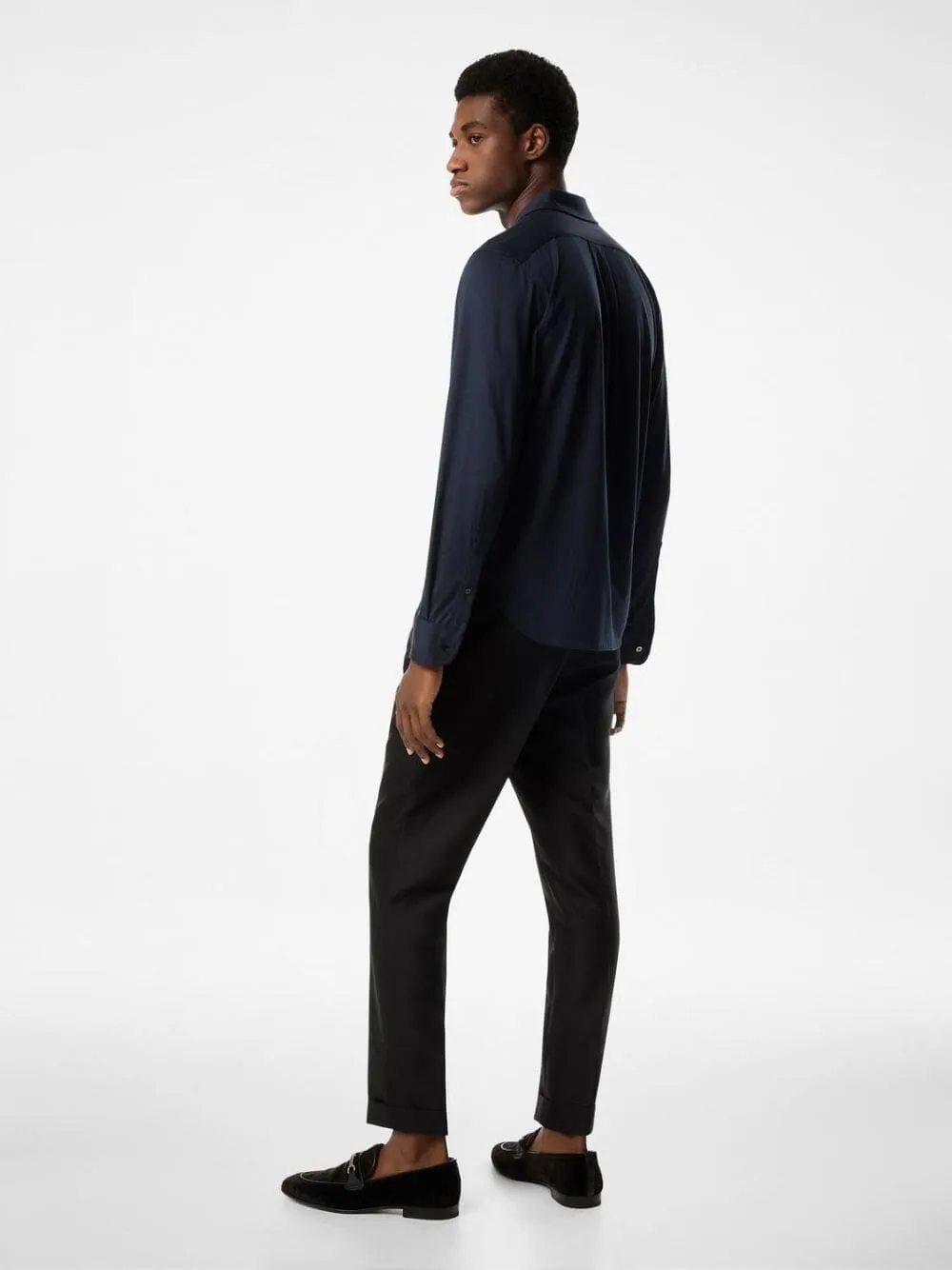Silk-Cotton Blend Blue Shirt