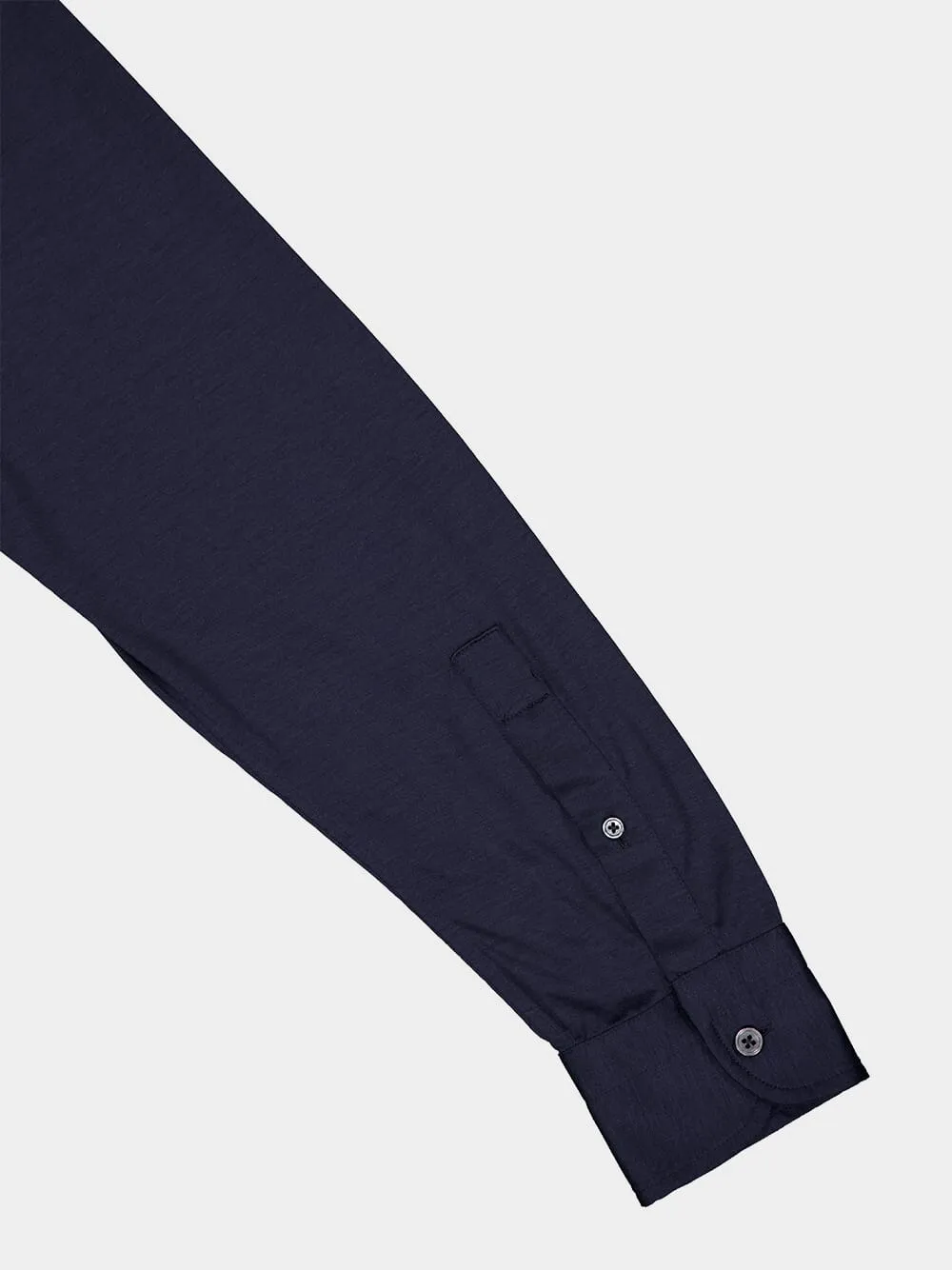 Silk-Cotton Blend Blue Shirt
