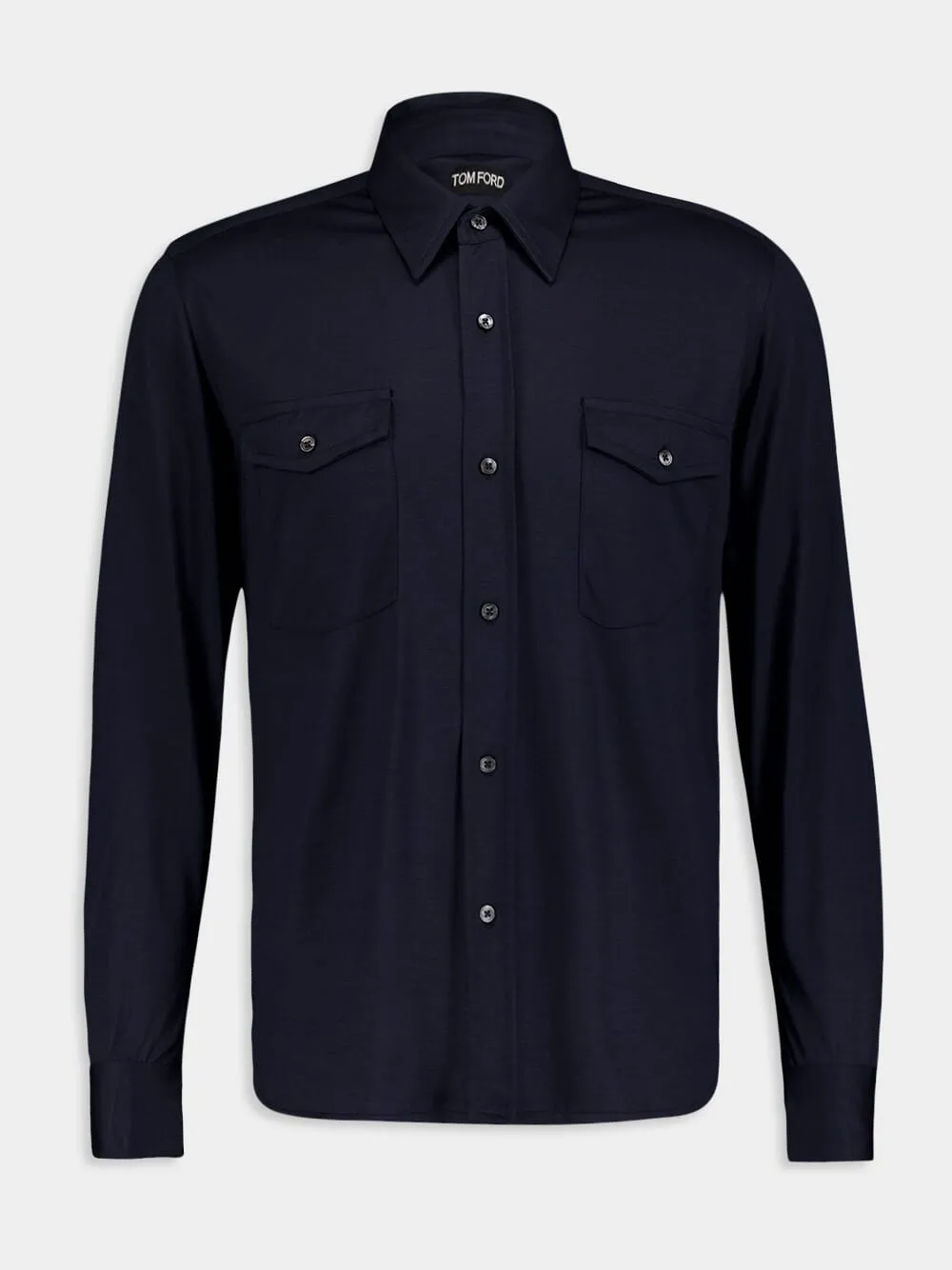 Silk-Cotton Blend Blue Shirt
