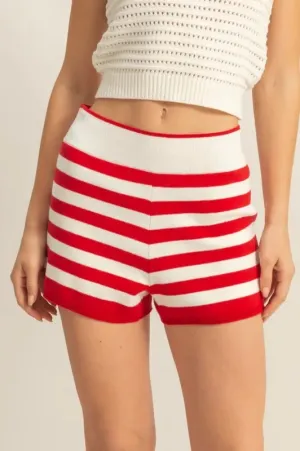Simple Striped Knit Shorts